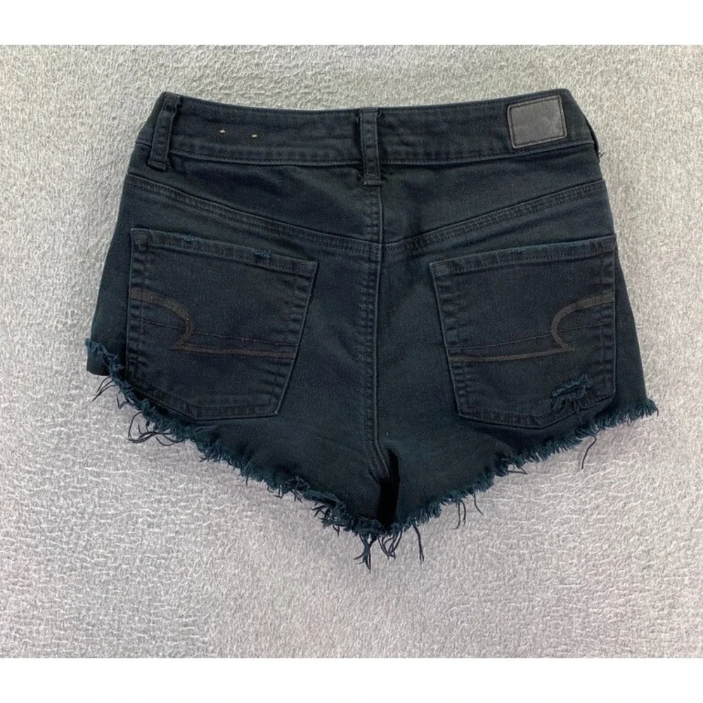 American Eagle Womens‎ Hi-Rise Festival Shorts Distressed Size 8 Black Denim